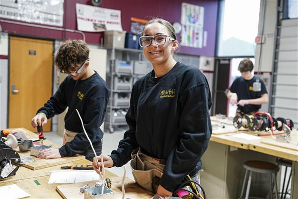Electrical Technology students working in lab